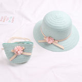 Summer Baby Flower Breathable Hat Straw Hat With Handbag