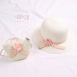 Summer Baby Flower Breathable Hat Straw Hat With Handbag