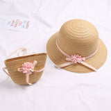 Summer Baby Flower Breathable Hat Straw Hat With Handbag