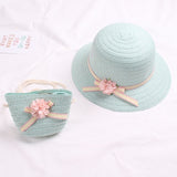 Summer Baby Flower Breathable Hat Straw Hat With Handbag