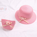 Summer Baby Flower Breathable Hat Straw Hat With Handbag