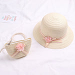 Summer Baby Flower Breathable Hat Straw Hat With Handbag